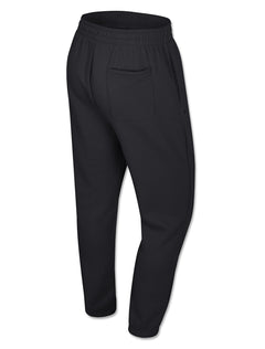 Back of black Texas Tech sweatpants showing the patch pocket at the back right and the elastic gathered hem
