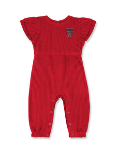 Texas Tech infant romper, Texas Tech baby clothes, Red Raiders infant outfit, Texas Tech waffle romper, baby game day apparel
