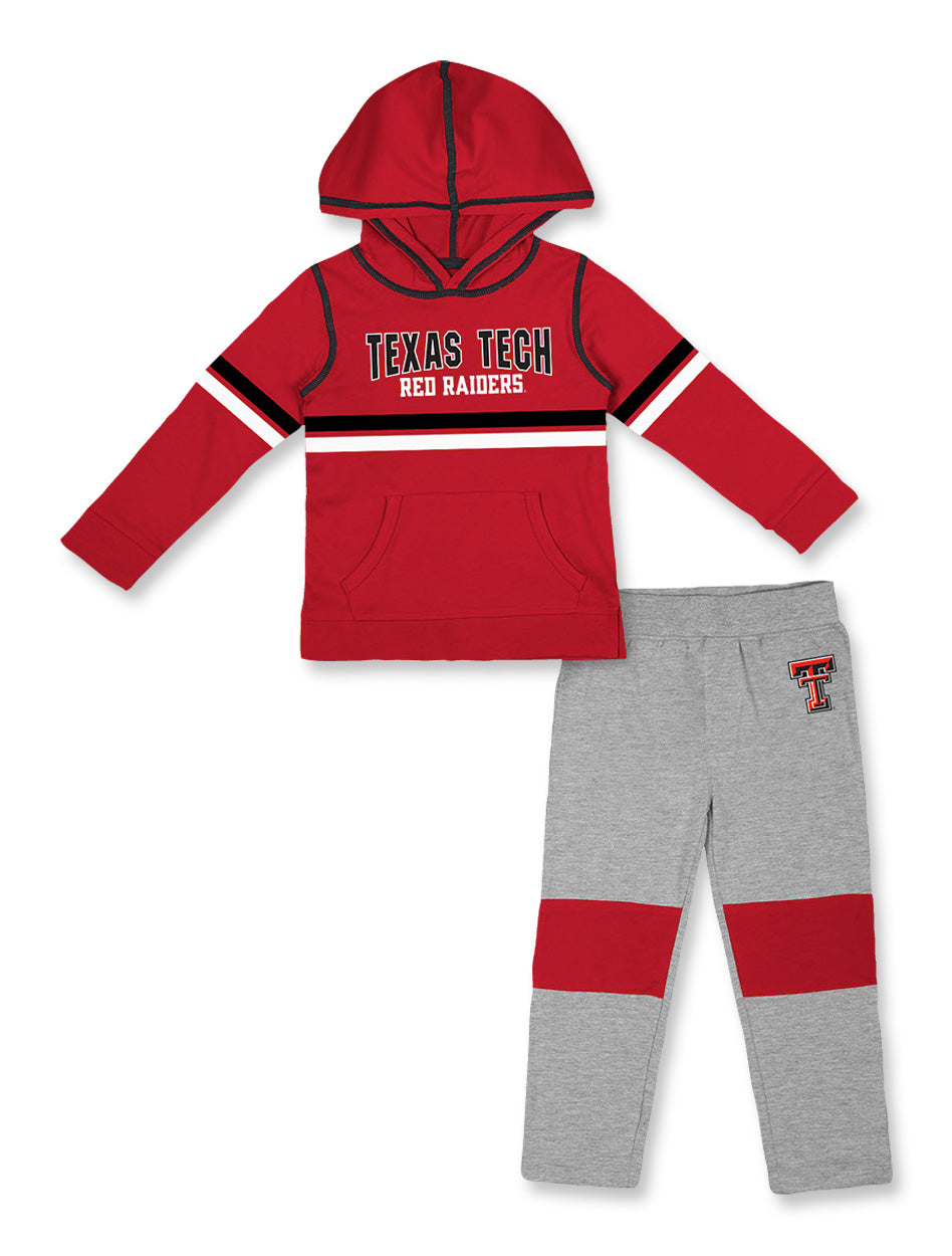 Texas Tech toddler set, toddler Texas Tech hoodie and pants, Texas Tech kids outfit, Red Raiders toddler clothes, toddler game day apparel, Texas Tech toddler sweatshirt and joggers, Double T toddler outfit.