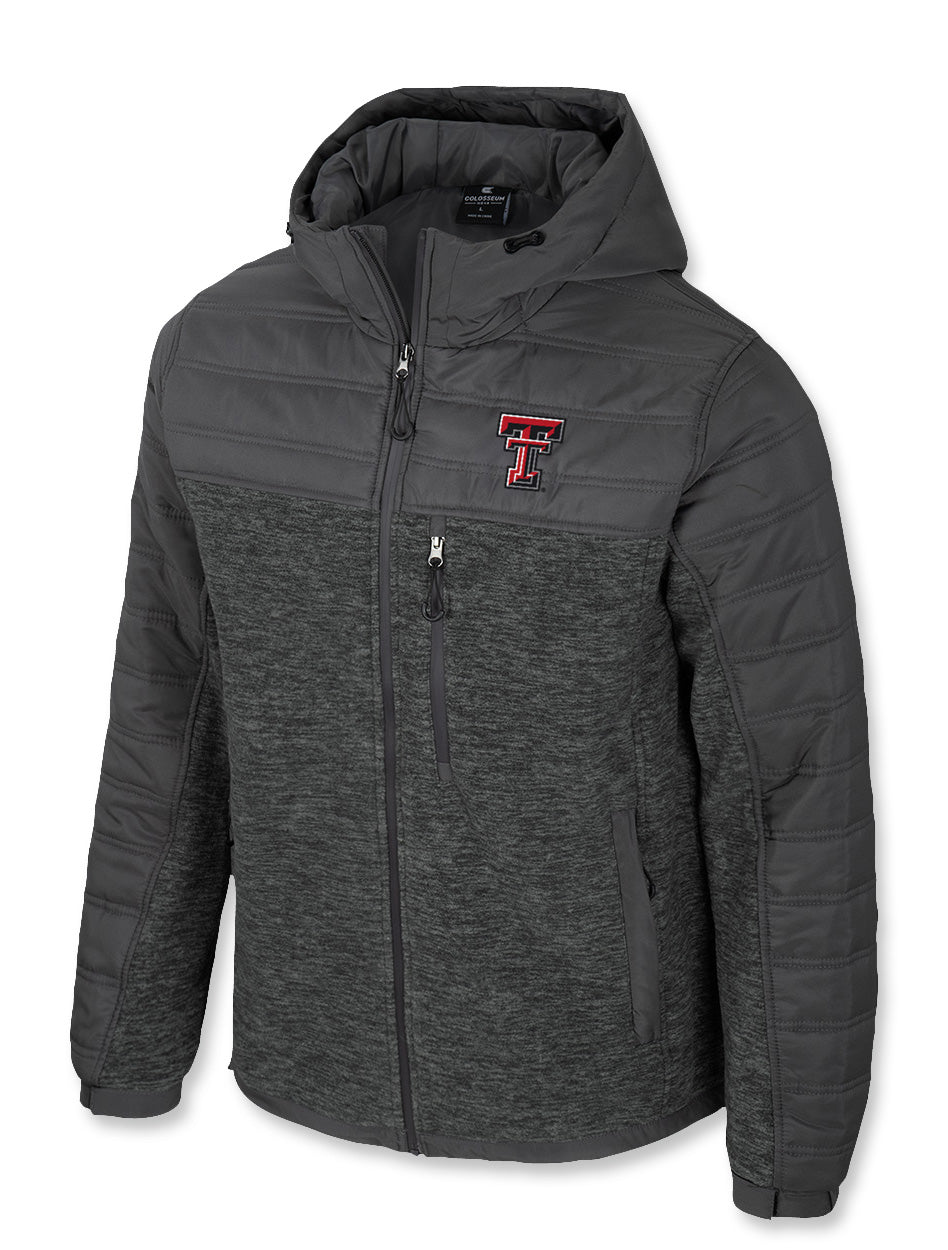 Texas Tech puffer jacket, Red Raiders full zip jacket, Texas Tech hooded jacket, Texas Tech outerwear, NCAA licensed Texas Tech apparel, men's Texas Tech winter jacke