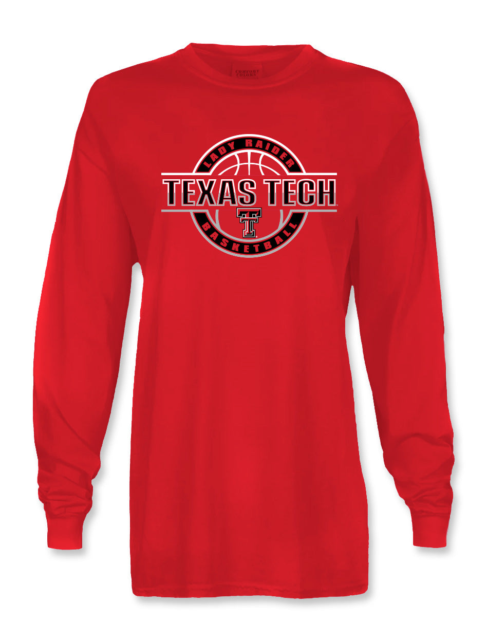 Texas Tech Lady Raiders "Embossed" Basketball RED Performance Long Sleeve