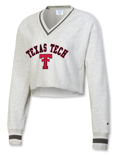 Champion Texas Tech "College Life" Crop V Neck Fleece