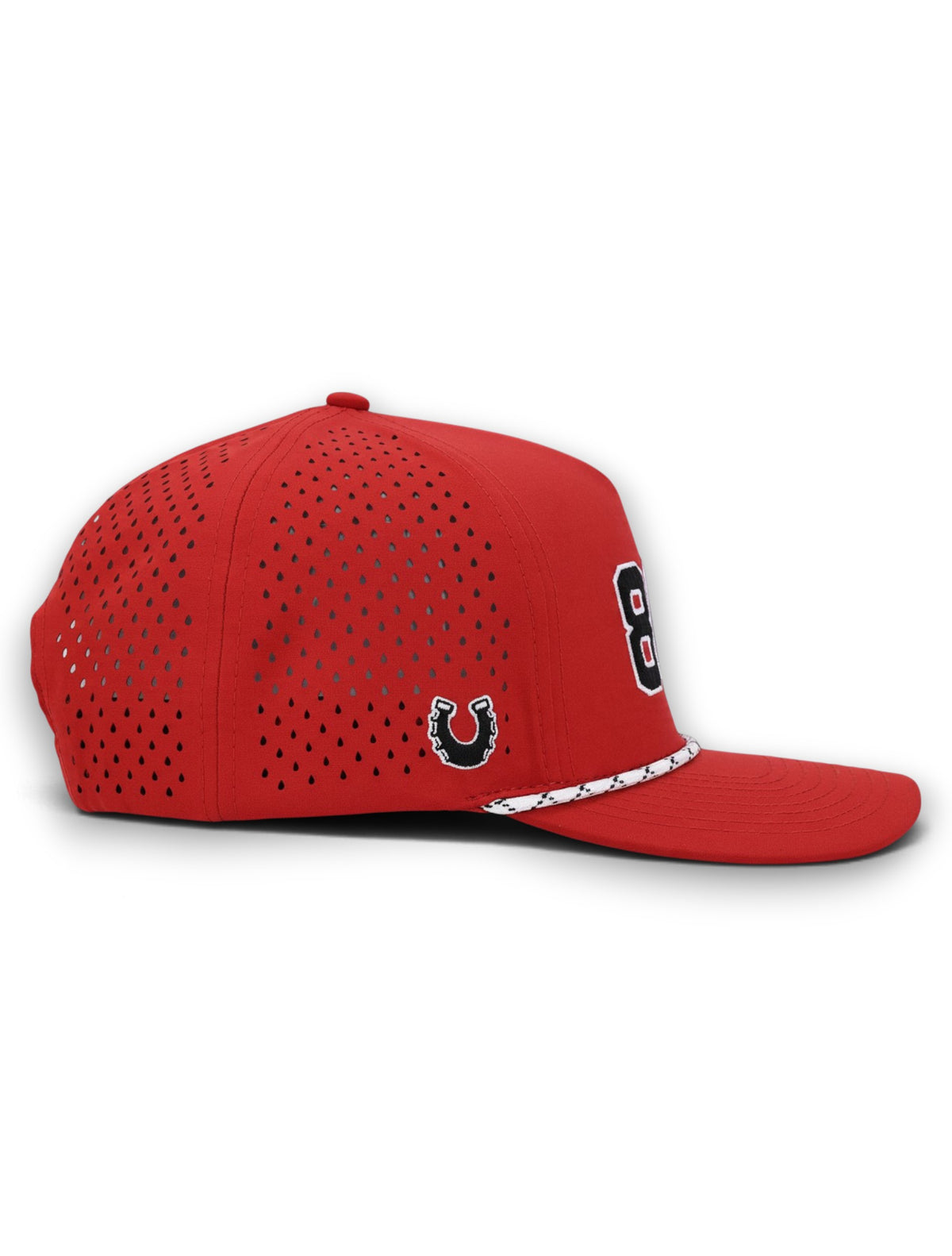 Side view of the Texas Tech 806 rope cap showing the Dark Horse logo on the side panel