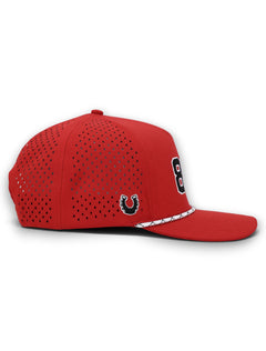 Side view of the Texas Tech 806 rope cap showing the Dark Horse logo on the side panel