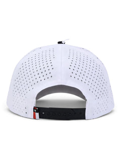 Back view of the Texas Tech 806 white rope cap showing the perforated panels, adjustable snapback strap and Texas flag tab