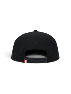 Back of the black youth Texas Tech cap showing the perforated panels, the snapback strap and the Texas flag tab