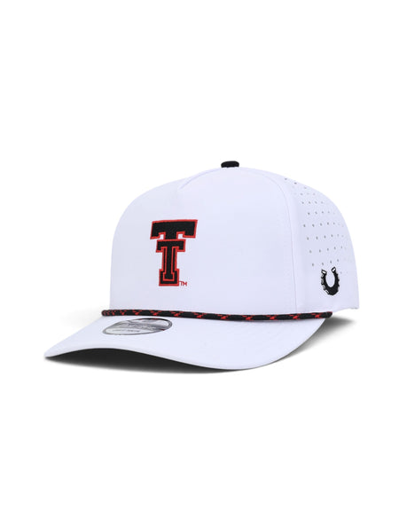 White youth Texas Tech rope cap at an angle, with the black and red Double T on the front