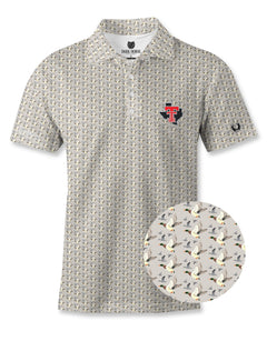 Dark Horse Texas Tech Duck Flight polo with a close-up of the mallards in flight print
