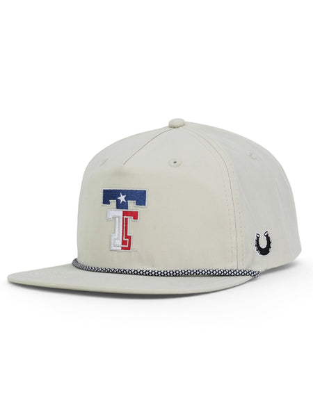 Tan Texas Tech rope cap at an angle, with the Texas flag Double T on the front