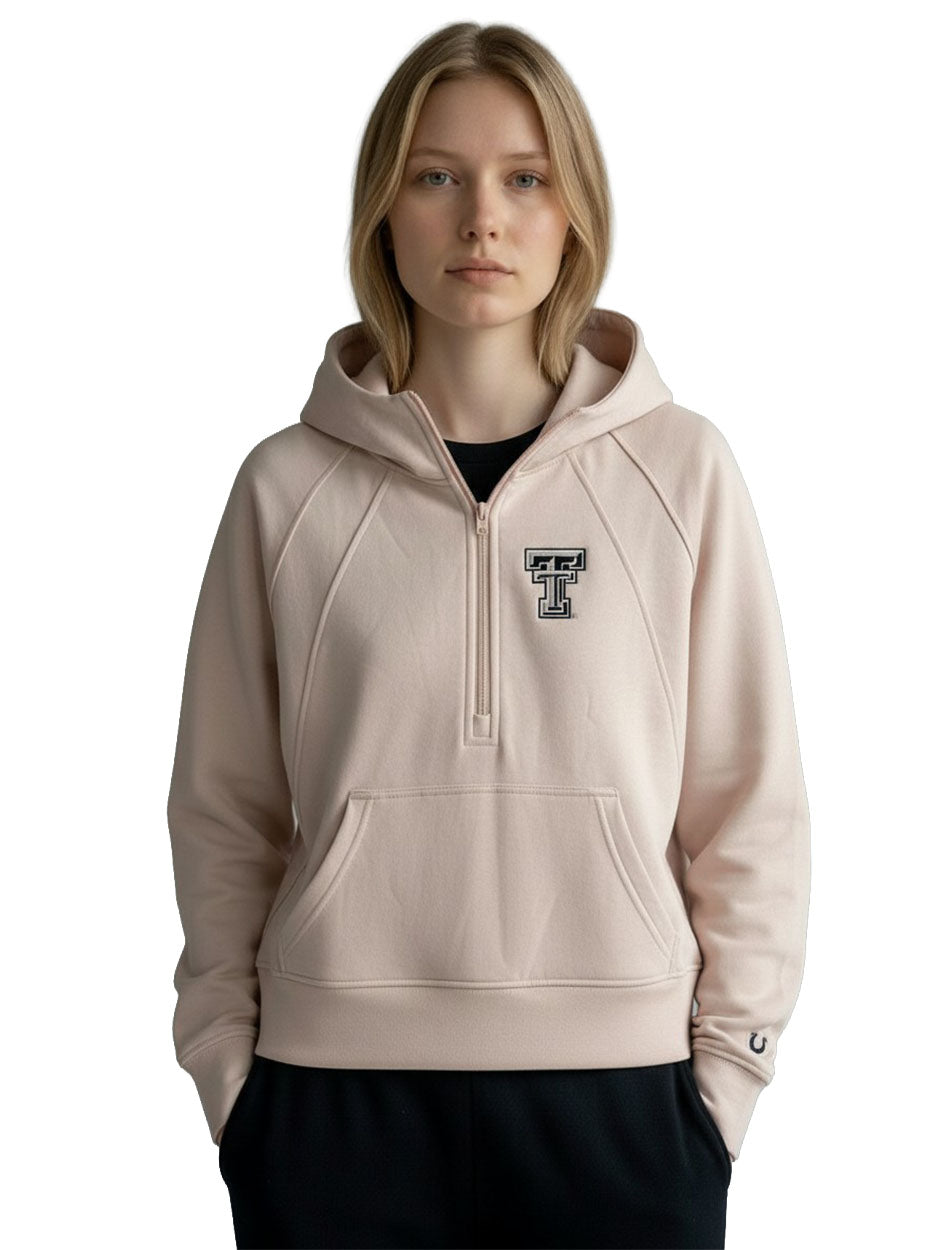 Dark Horse Texas Tech "Serenity" Half Zip Dusty Pink Hoodie