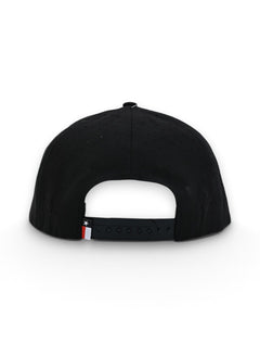 Back of the black Texas Tech cap showing the perforated panels, the snapback strap and the Texas flag tab