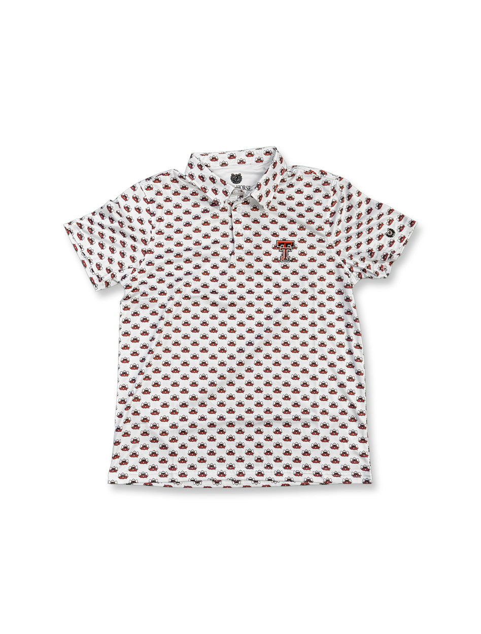 Texas Tech Dark Horse "Raider Red Mini" YOUTH White Polo