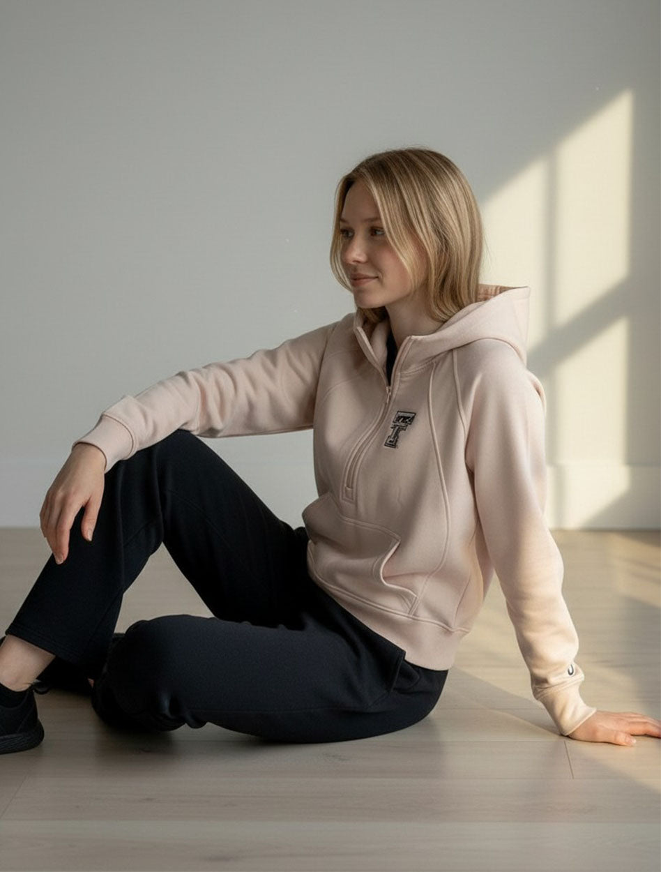 Dark Horse Texas Tech "Serenity" Half Zip Dusty Pink Hoodie