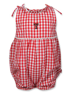 Garb Texas Tech Double T "Teagan" Infant Gingham Romper