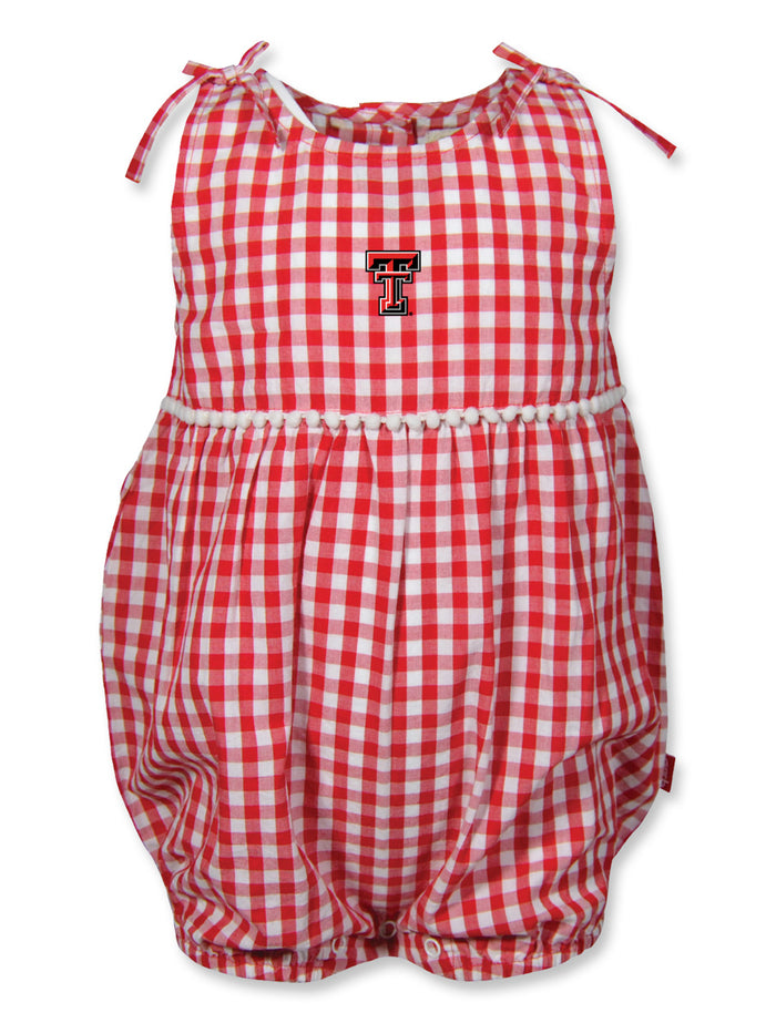 Garb Texas Tech Double T "Teagan" Infant Gingham Romper