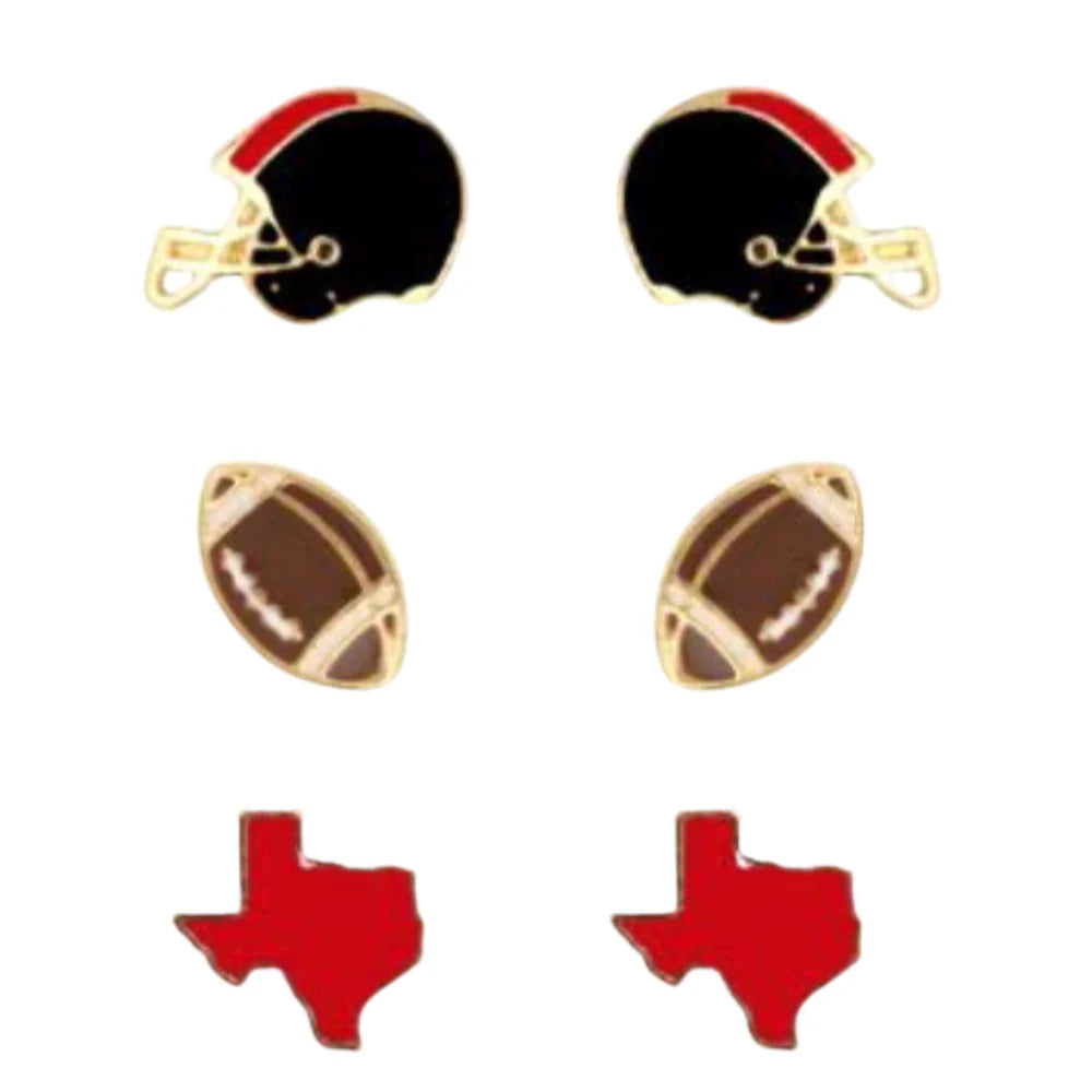 Fan Glam Team Color Mini Enamel Game Day 3 Pack Stud Earrings