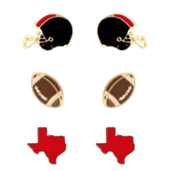 Fan Glam Team Color Mini Enamel Game Day 3 Pack Stud Earrings