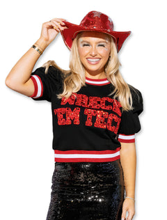 Texas Tech Queen of Sparkles "Poof Sleeve Wreck Em'" Short Sleeve Top