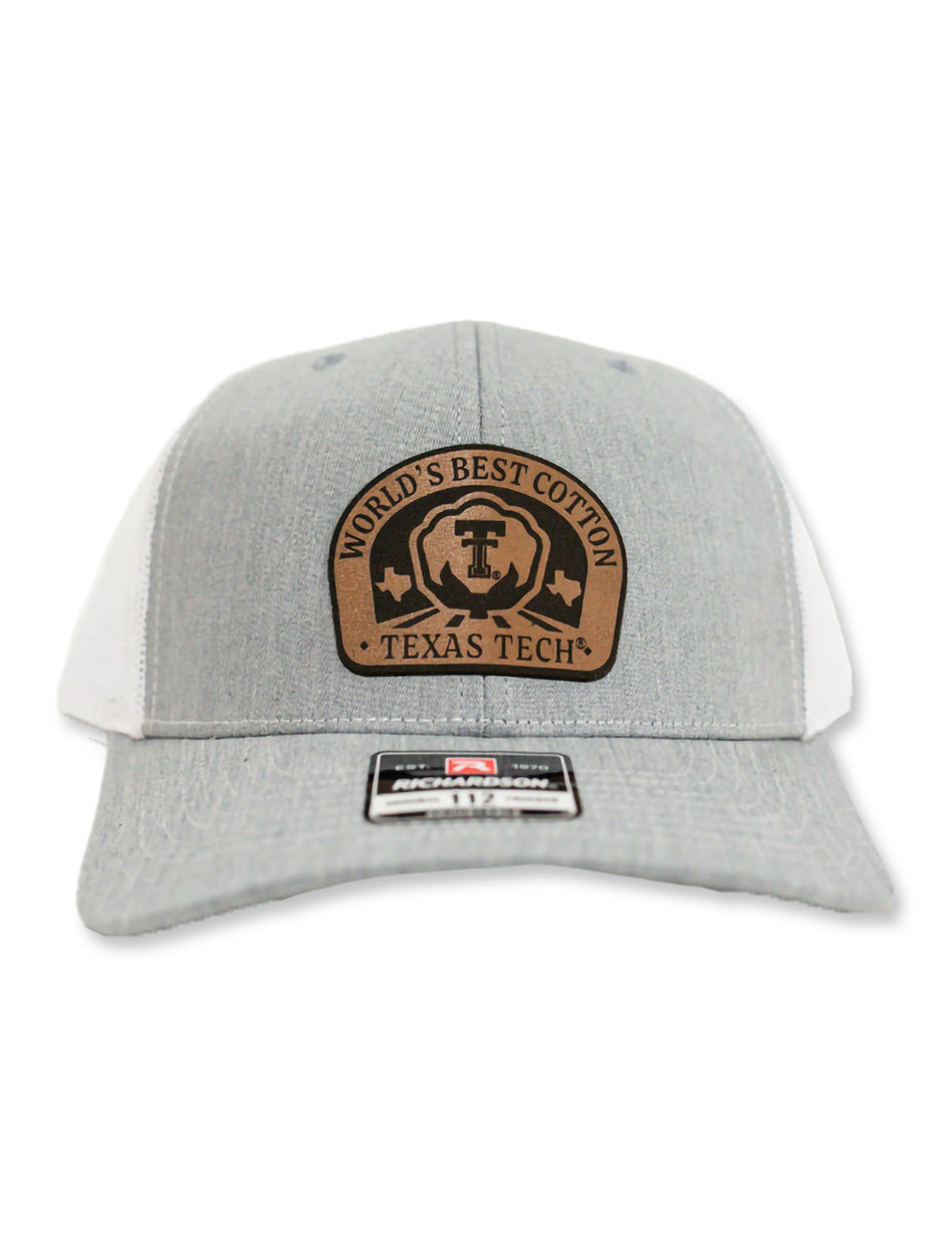 Texas Tech "Worlds Best Cotton" Leather Patch 112 Grey Snapback Cap