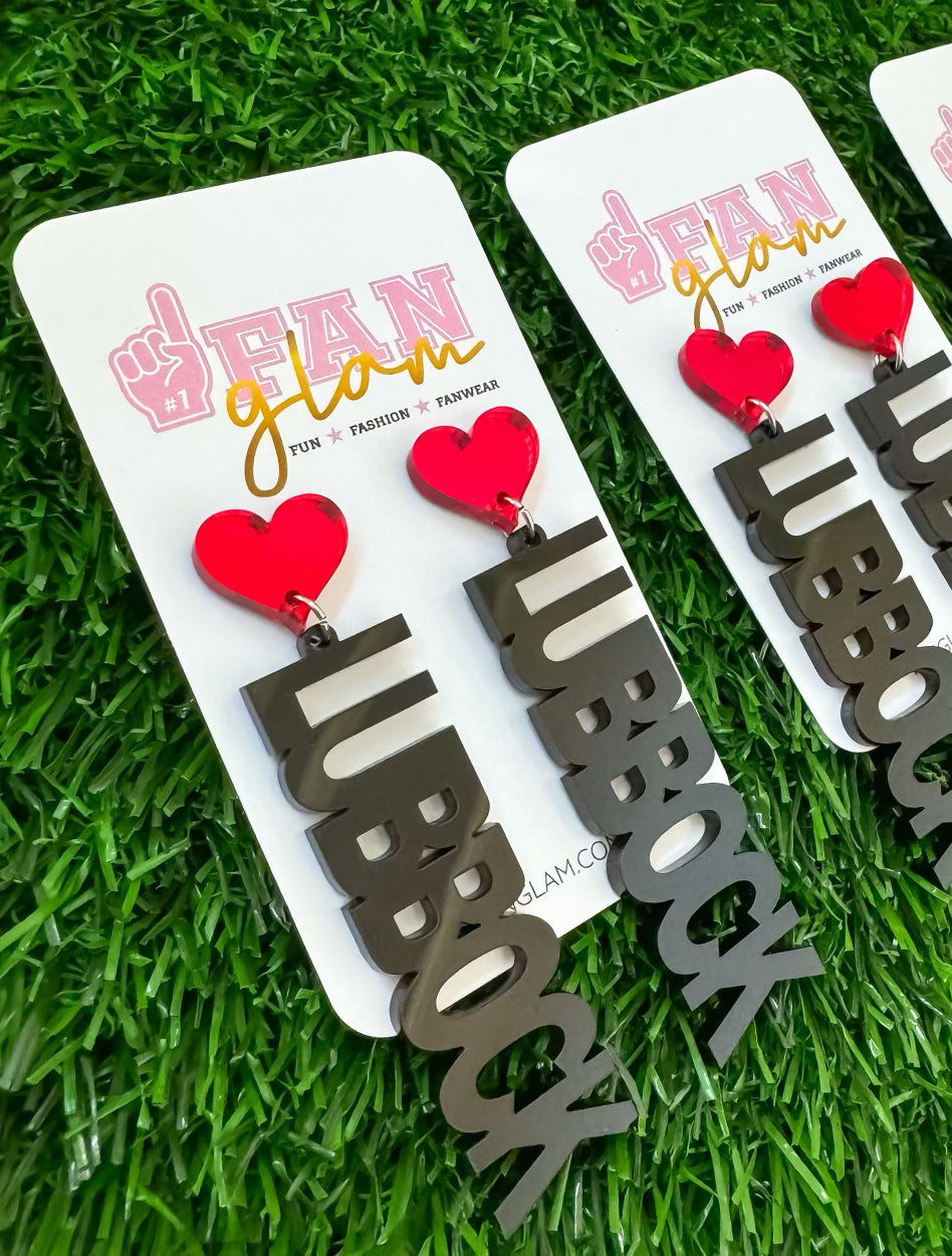 Heart Lubbock Acrylic Dangle Earrings