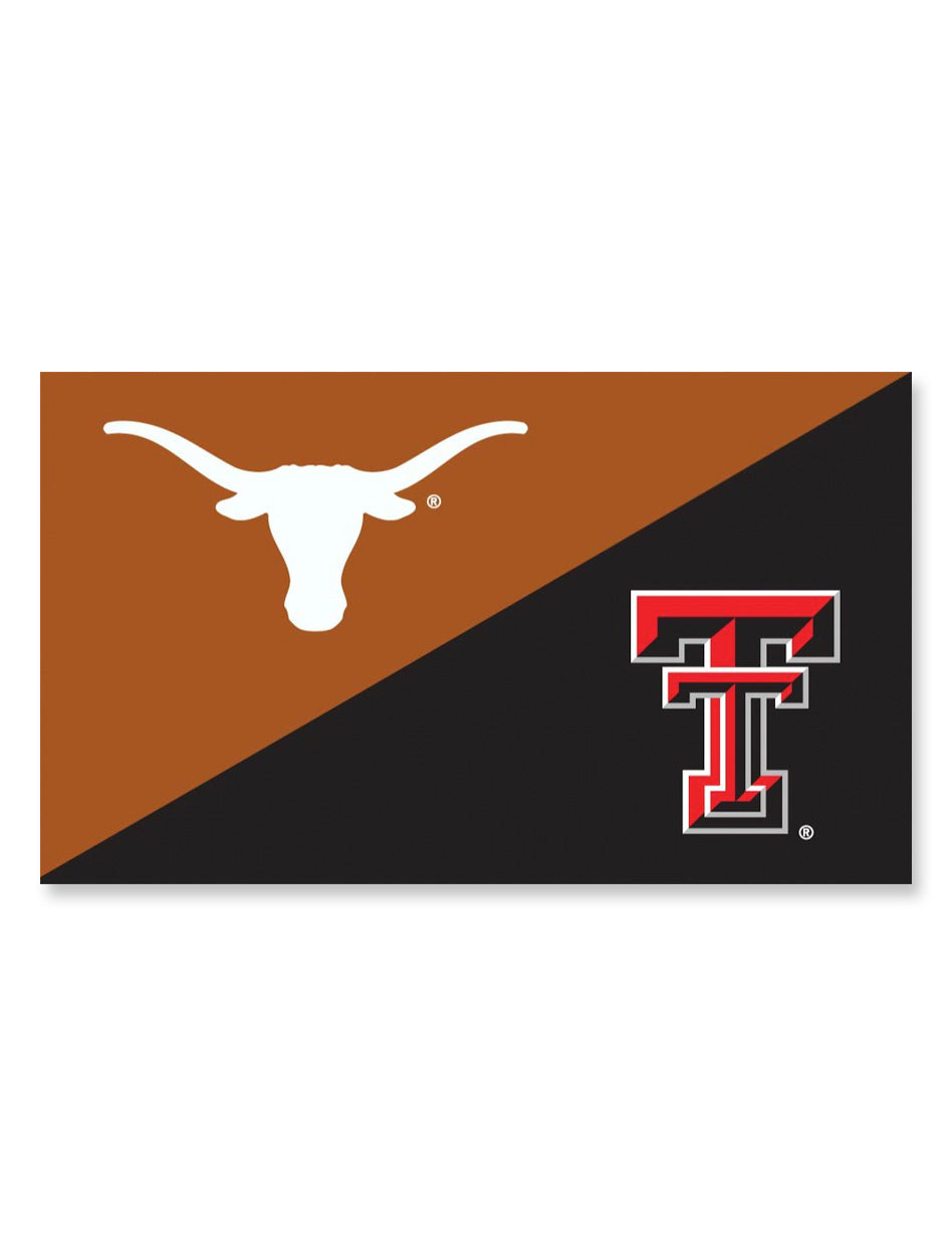 House Divided Texas Tech/ UT Black and Orange 3' x 5' Silk Screen Flag