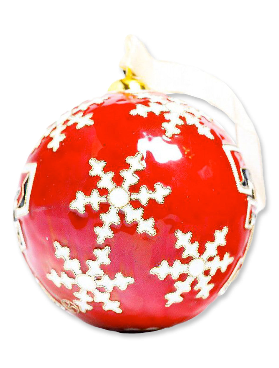 Kitty Keller Double T on Snowflake Pattern Cloisonne Ornament