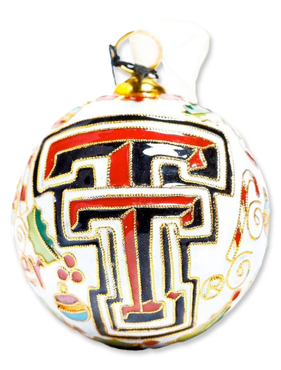 Kitty Keller Texas Tech Baby Raider Christmas Icons Cloisonne on White Christmas Ornament