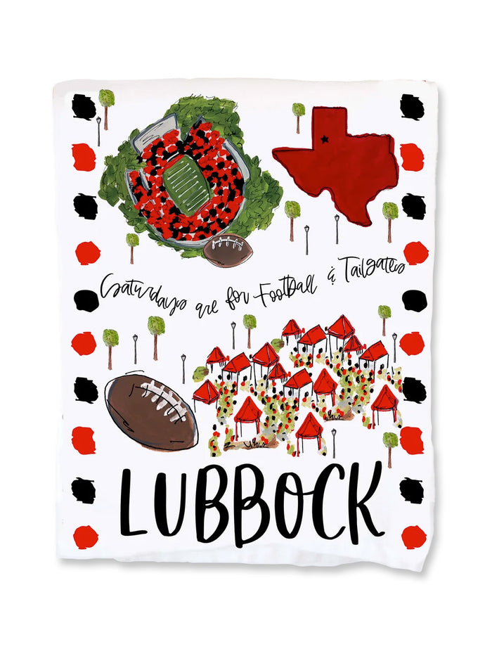 Lubbock "Saturdays are for Football and Tailgating" Tea Towel