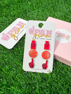 Mini Enamel Basketball 3 Pack of Stud Earrings