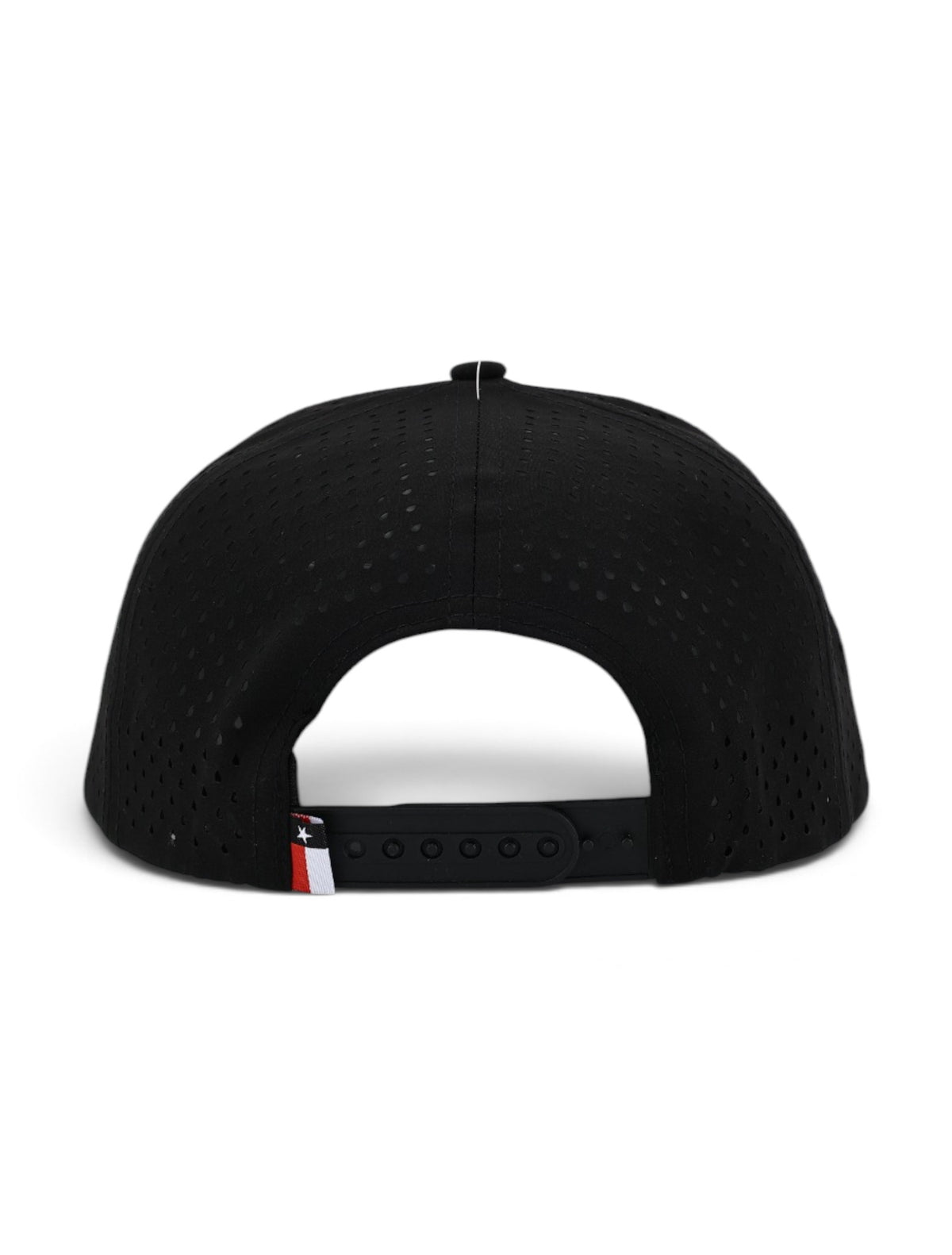 Back view of the Texas Tech Dark Horse Carbon Throwback black snapback cap showing the closure