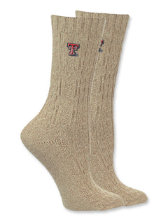 Texas Tech Double T Cable Knit Women's Crew Sock