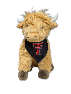 Texas Tech 12" Blonde Highland Cow Stuffed Animal with Bandana