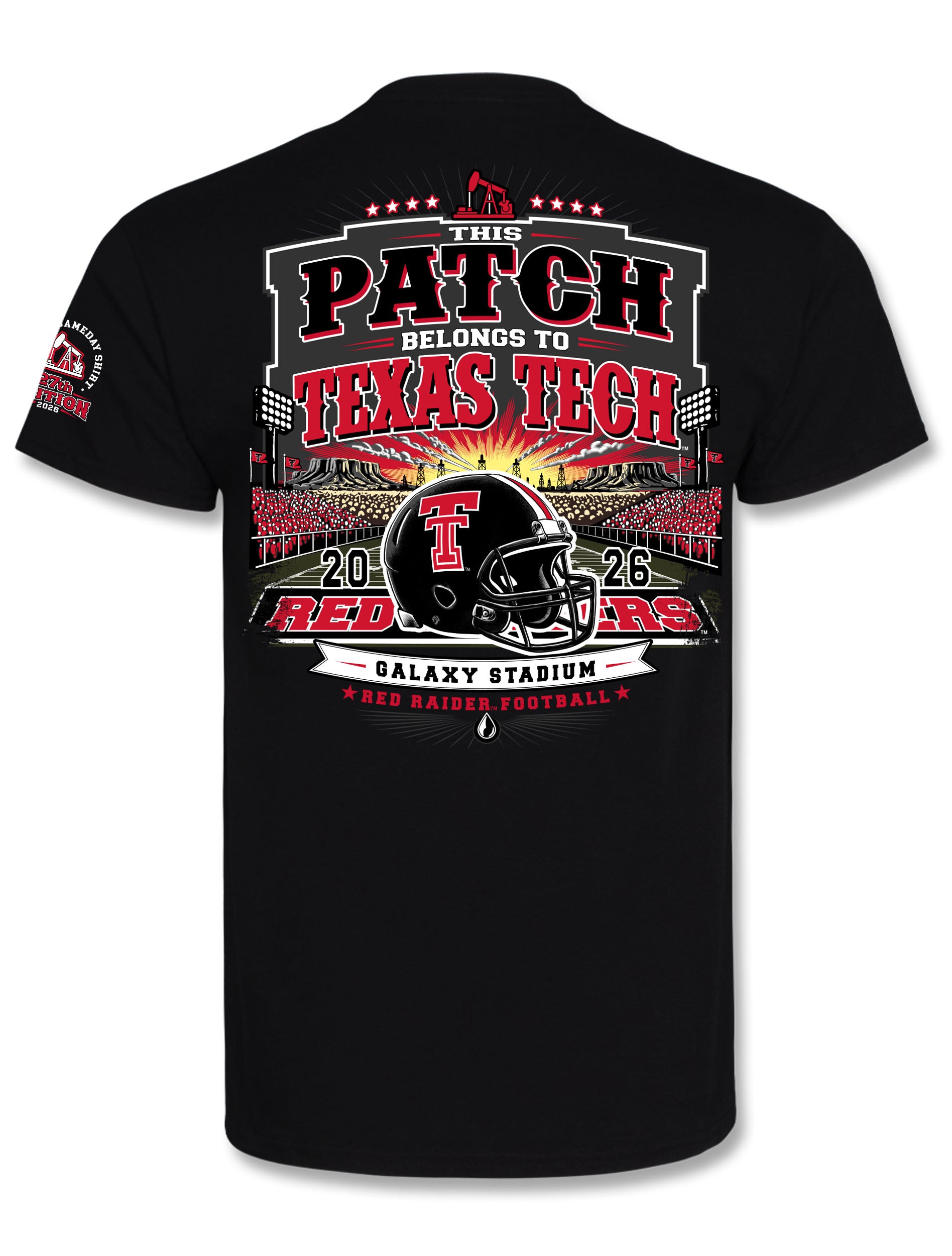 Texas Tech 2026 Official Red Raider Outfitter Wreck 'Em Tech Gameday T-Shirt in Black (back)