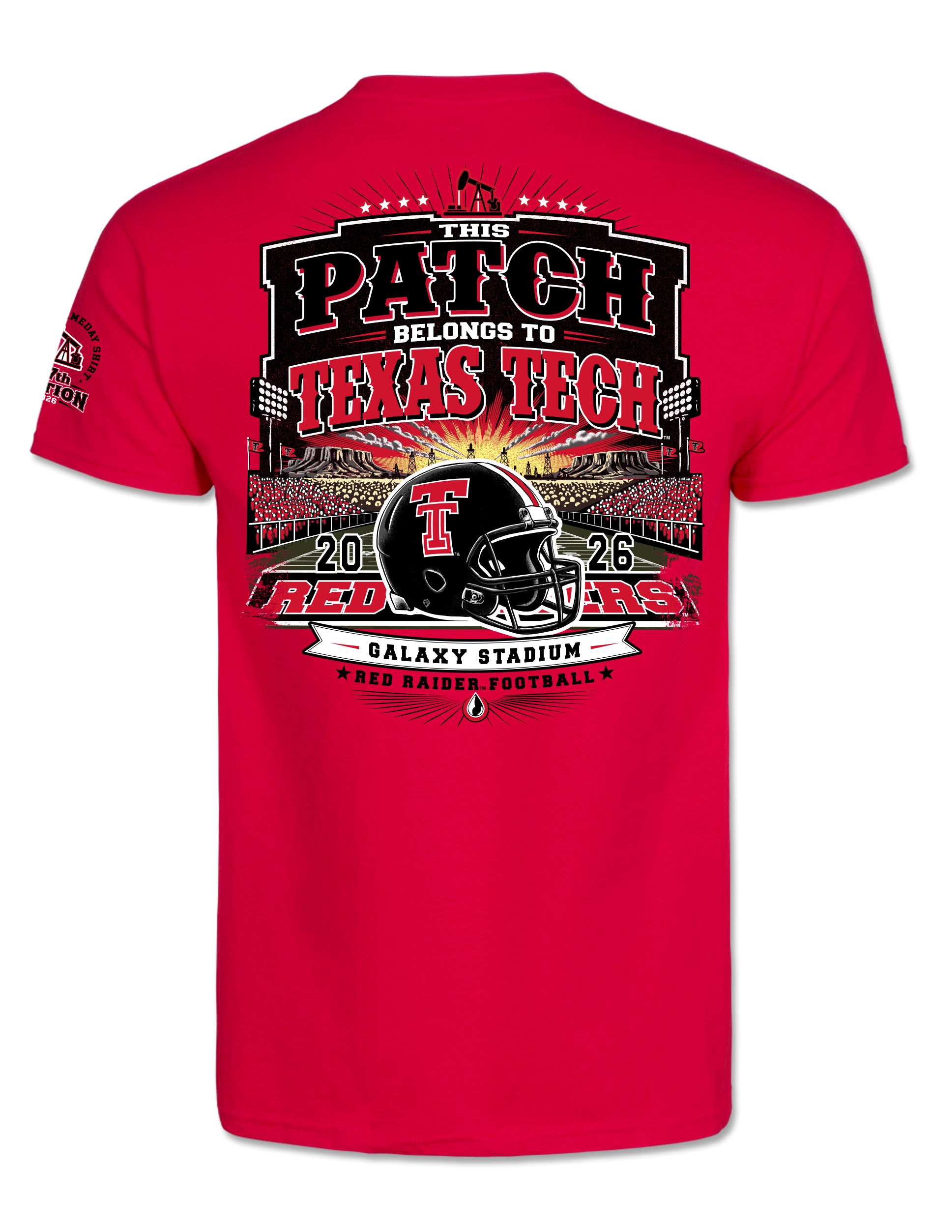 Texas Tech 2026 Official Red Raider Outfitter Wreck 'Em Tech Gameday T-Shirt in Red (Back)