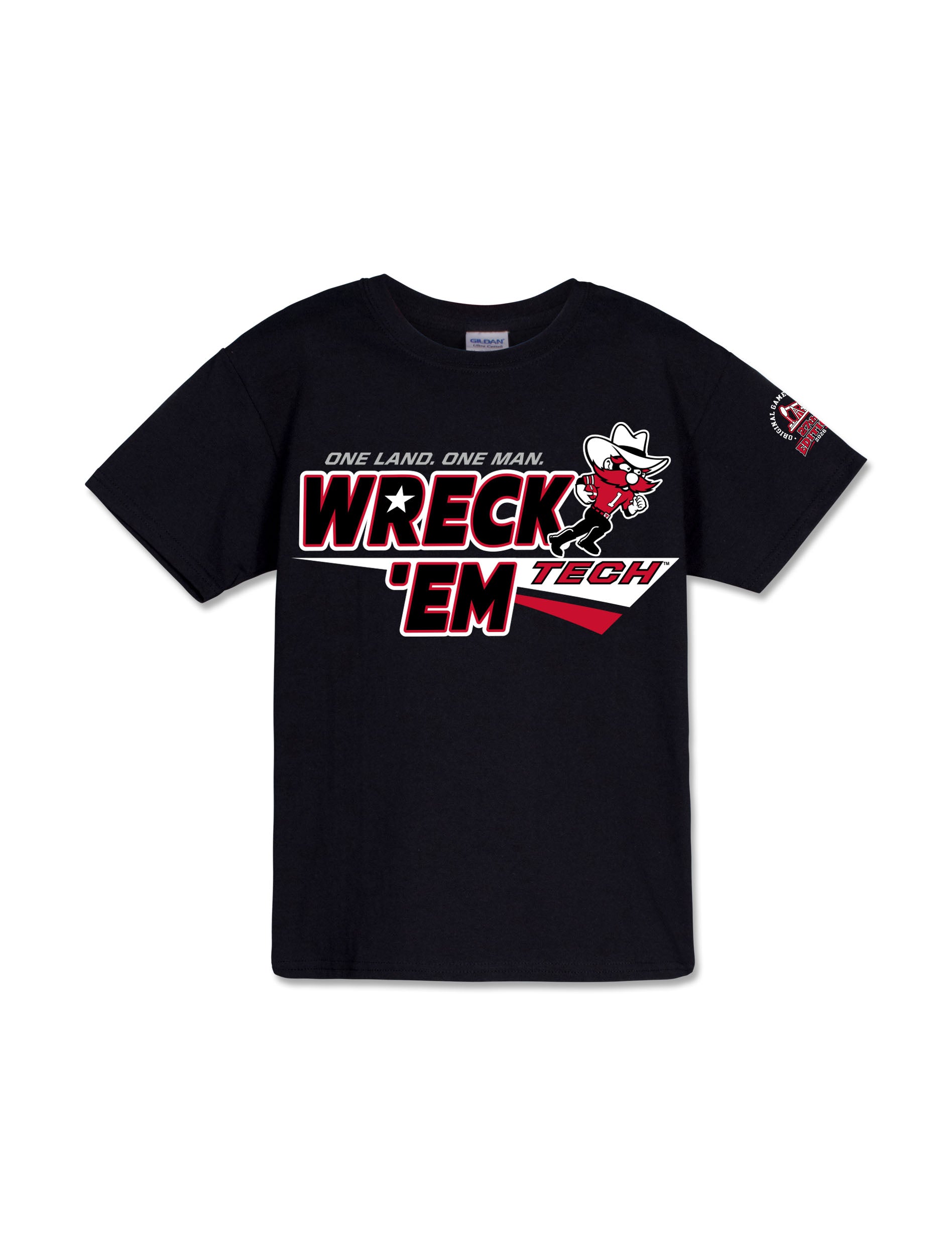 Texas Tech 2026 Official Red Raider Outfitter Wreck 'Em Youth Gameday T-Shirt in Black (front)