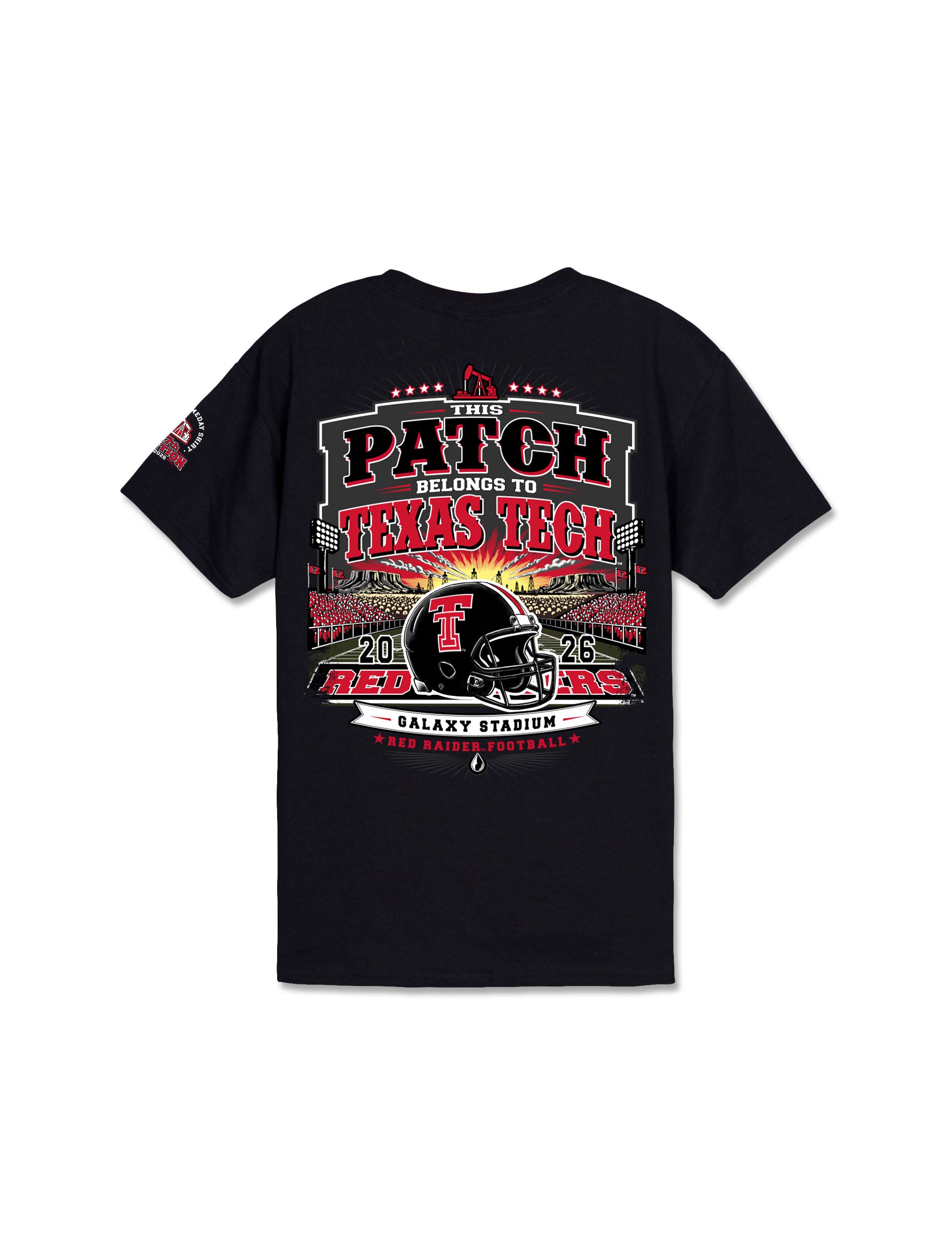 Texas Tech 2026 Official Red Raider Outfitter Wreck 'Em Youth Gameday T-Shirt in Black (back)