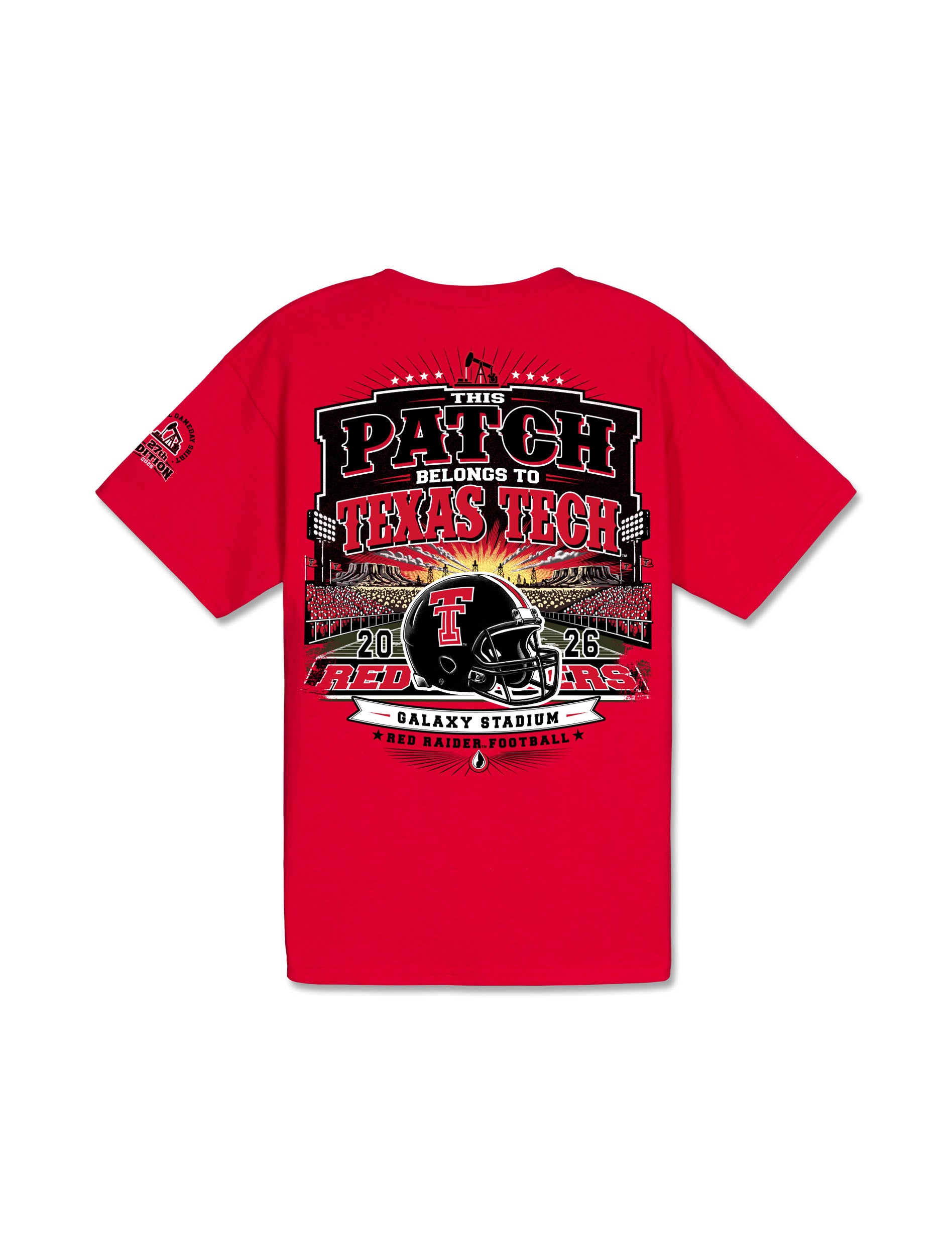 Texas Tech 2026 Official Red Raider Outfitter Wreck 'Em Youth Gameday T-Shirt in Red (back)