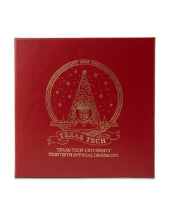 Red gift box for the Texas Tech 2026 Carol of Lights ornament, marked Thirtieth Official Ornament