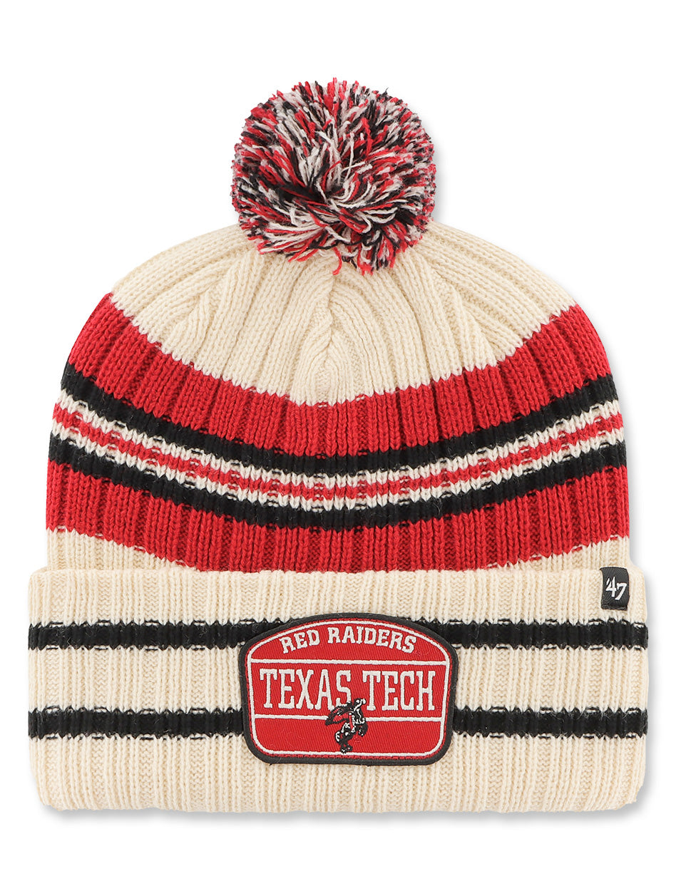 Texas Tech 47 Brands "Natural Hone Patch" Cuff Knit Beanie with Pom