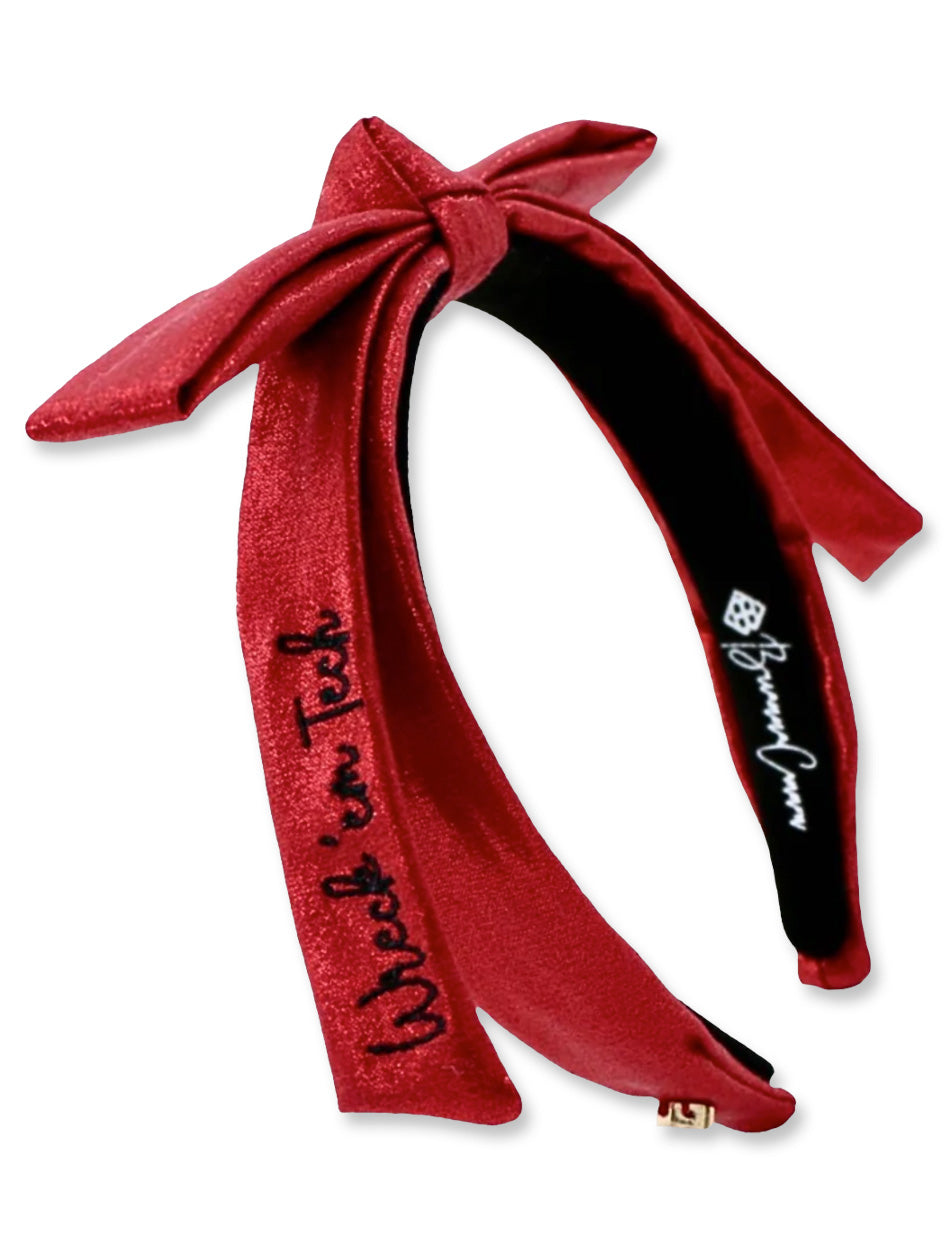 Brianna Cannon Texas Tech Thin Red Ribbon Embroidered Bow Headband