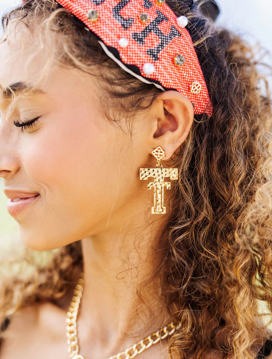 Brianna Cannon Texas Tech Vault Double T 2" Dangle Earrings