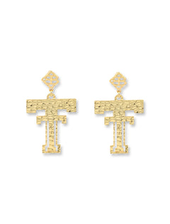 Brianna Cannon Texas Tech Vault Double T 2" Dangle Earrings