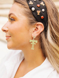 Brianna Cannon Texas Tech Vault Double T 2" Dangle Earrings