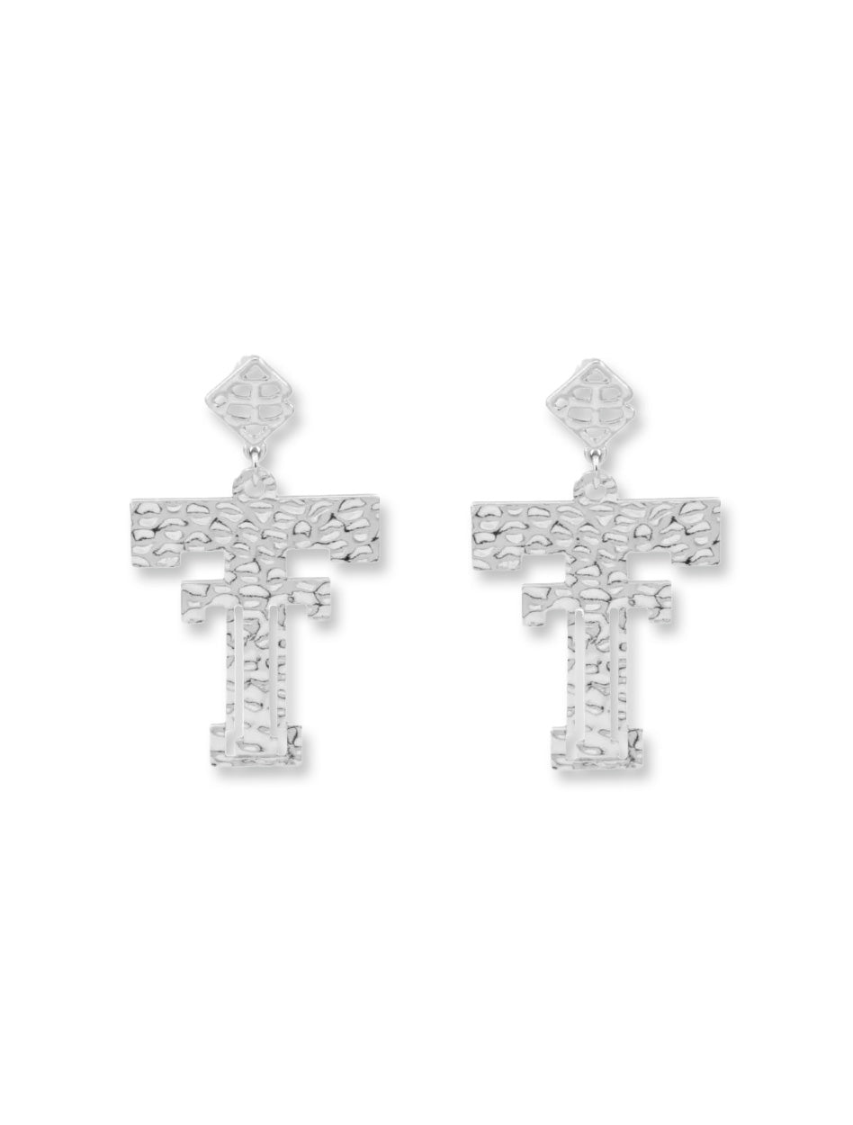 Brianna Cannon Texas Tech Vault Double T 2" Dangle Earrings