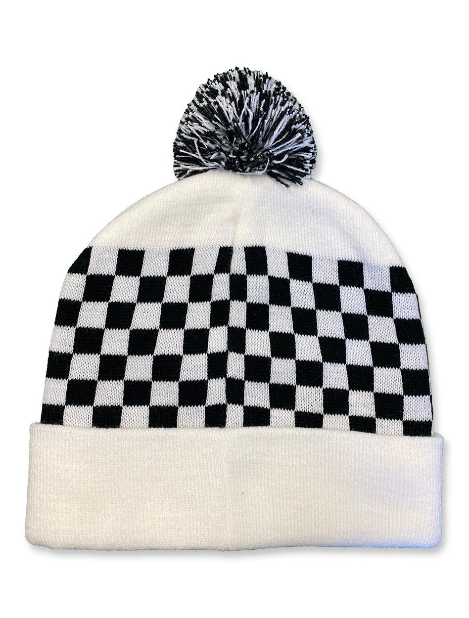 Texas Tech Checkered Throwback White Pom Pom Beanie