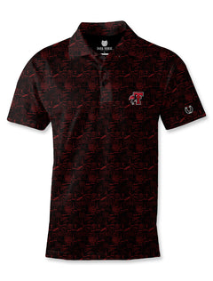 Texas Tech Dark Horse Raider Power "Monochrome Map" Premium Black Polo