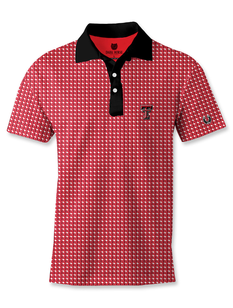 Texas Tech Dark Horse Raider Power "Oil Derrick" Premium Red Polo