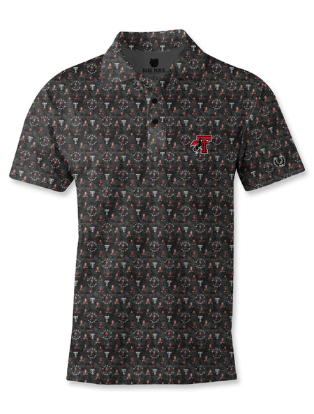 Texas Tech Dark Horse Raider Power "Retro Pump" Premium Black Polo