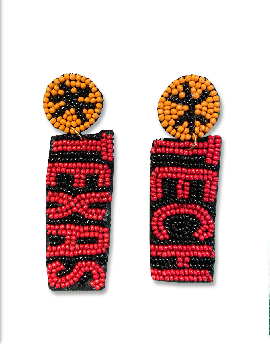 Texas Tech Dark Horse "Basketball" Beaded Earrings