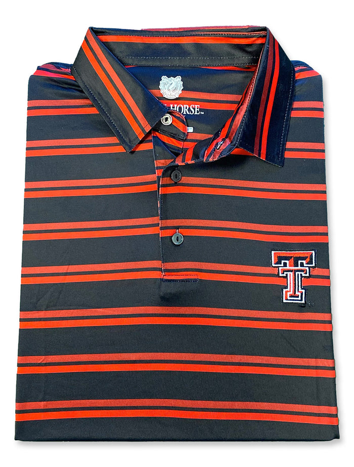 Texas Tech Dark Horse "Dual Stripe" Premium Black Polo